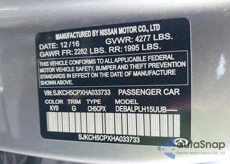 2017 Infiniti Qx30 z USA, uszkodzony, nr VIN SJKCH5CPXHA033733